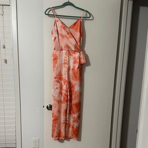 Elegant Orange Tie-Dye Dress